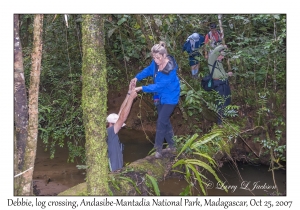 Debbie crossing Log