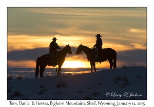 Tom, Daniel & Horses, sunset