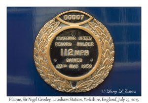 Plaque, Sir Nigel Gresley