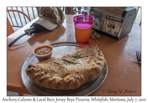 Anchovy Calzone & Local Beer