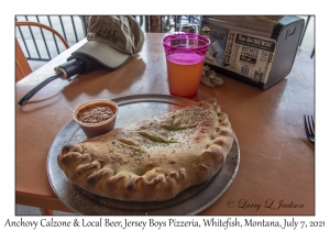 Anchovy Calzone & Local Beer