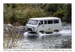 2025-09-19#9673 UAZ-452 Crossing River, Saty to Kaindy Lake, Kazakhstan