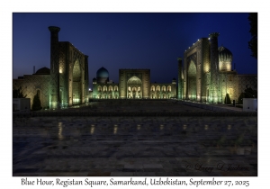 2025-09-27#2232 Blue Hour, Registan Square, Samarkand, Uzbekistan