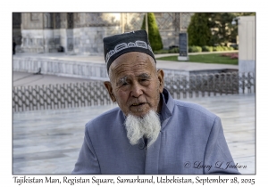 2025-09-28#2254 Tajikistan Man, Registan Square, Samarkand, Uzbekistan