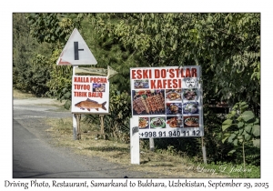 2025-09-29#2452 Driving Photo, Restaurant, Samarkand to Bukhara, Uzbekistan