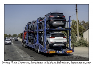 2025-09-29#2474 Driving Photo, Chevrolets, Samarkand to Bukhara, Uzbekistan
