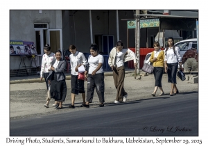 2025-09-29#2475 Driving Photo, Students, Samarkand to Bukhara, Uzbekistan