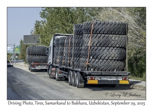 2025-09-29#2486 Driving Photo, Tires, Samarkand to Bukhara, Uzbekistan
