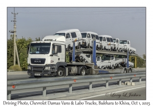 2025-10-01#2800 Driving Photo, Chevrolet Damas Vans & Labo Trucks, Bukhara to Khiva, Uzbekistan