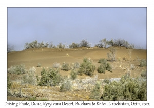 2025-10-01#2827 Driving Photo, Dune, Kyzylkum Desert, Bukhara to Khiva, Uzbekistan