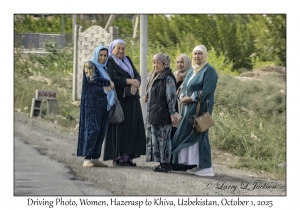 2025-10-01#2976 Driving Photo, Women, Hazerasp to Khiva, Uzbekistan