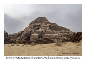 2026-01-21#3688 Driving Photo, Sandstone Mountains, Wadi Rum, Jordan