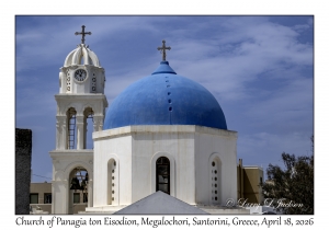 2026-04-18#5163 Clock Tower & Dome, Megalochori, Santorini, Greece