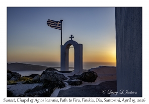 2026-04-19#5434 Sunset, Chapel of Agios Ioannis, Path to Fira, Finikia, Oia, Santorini, Greece