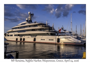 2026-04-24#6257 MY Roraima, Nafplio Harbor, Peloponnese, Greece